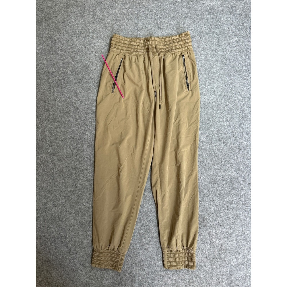 Athleta Camden Jogger Pants‎ 4 Tan Khaki Lightweight Stretch Zipper Pockets